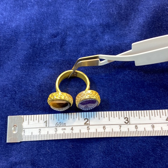 May Kathryn Design Unique 2 Stone Gold Tone Ring. Size 8. 2 Natural Gemstones. - Picture 8 of 17